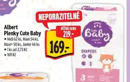Albert Albert Plenky Cute Baby • Midi 62 ks, Maxi 54 ks, Maxi+ 50 ks, Junior 46 ks nabídka