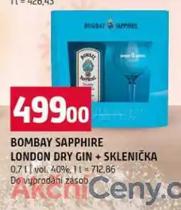 Terno BOMBAY SAPPHIRE LONDON DRY GIN + SKLENIČKA 0,7 l nabídka