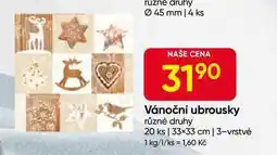 Hruška Vánoční ubrousky různé druhy 20 ks, 33x33 cm, 3-vrstvé nabídka