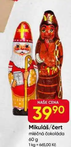 Hruška Mikuláš/čert mléčná čokoláda 60 g nabídka