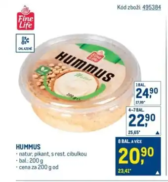 Makro Hummus nabídka
