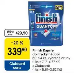 Tesco Finish Kapsle do myčky nádobí, 60-94 ks, vybrané druhy nabídka