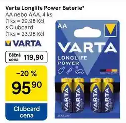 Tesco Varta Longlife Power Baterie AA nebo AAA, 4 ks nabídka