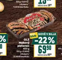Billa Olz makový pletenec nabídka