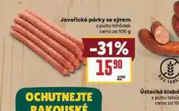 Billa Javořické párky se sýrem nabídka