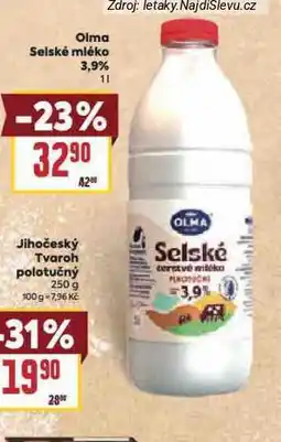 Billa Olma selské mléko 3,9% nabídka