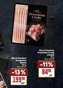 Billa Billa premium prosciutto crudo s lanýži nabídka