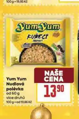 Billa Yum yum nudlová polévka nabídka