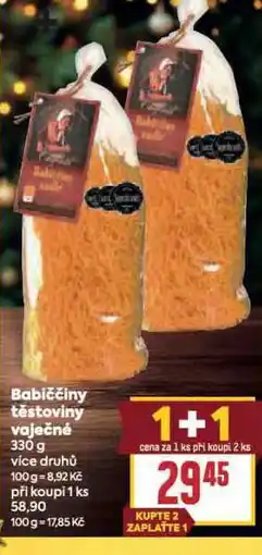 Billa Babiččiny těstoviny vaječné nabídka