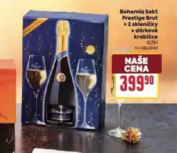 Billa Bohemia sekt prestige brut + 2 skleničky v dárkové krabičce nabídka