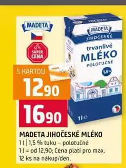 Terno Madeta Jihočeské mléko 1,5% 1l nabídka