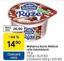 Tesco Mlékárna Kunín Mléčná rýže čokoládová, 175 g nabídka