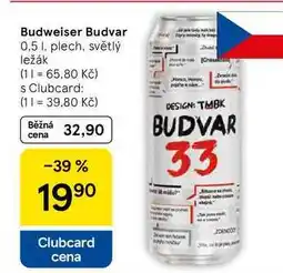 Tesco Budweiser Budvar, 0.5 l, plech, světlý ležák nabídka