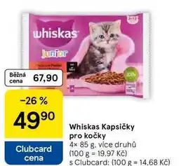 Tesco Whiskas Kapsičky pro kočky, 4× 85 g, více druhů nabídka