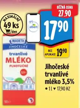 Albert MADETA Jihočeské trvanlivé mléko 3,5% nabídka