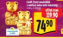 Albert Lindt Zlatý medvídek z mléčné nebo bílé čokolády nabídka