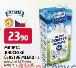 Trefa MADETA JIHOČESKÉ ČERSTVÉ MLÉKO 1l polotučné, 1,5 % tuku nabídka
