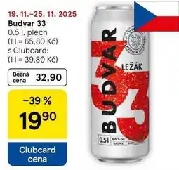 Tesco Budvar 33, 0,5 l, plech nabídka