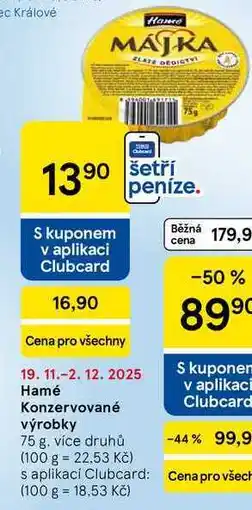 Tesco Hamé Konzervované výrobky, 75 g, více druhů nabídka