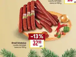 Billa Dračí klobása z pultu lahůdek cena za 100 g nabídka
