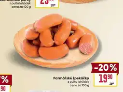 Billa Farmářské špekáčky z pultu lahůdek cena za 100 g nabídka