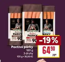 Billa Poctivé párky 180 g nabídka