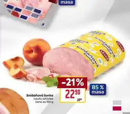 Billa Snídaňová šunka z pultu lahůdek cena za 100 g nabídka