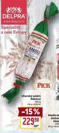 Billa Uherský salám Rákóczi 380 g nabídka