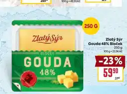 Billa Zlatý Sýr Gouda 48% Bloček 250 g nabídka