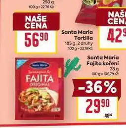 Billa Santa Maria Fajita koření 28 g nabídka