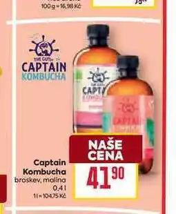 Billa Captain Kombucha broskev, malina 0,4l nabídka
