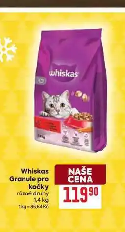 Billa Whiskas Granule pro kočky různé druhy 1,4 kg nabídka