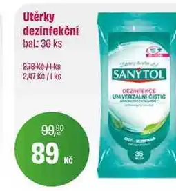 BonVeno Sanytol Dezinfekce jednorázové čistící utěrky s vůní 36ks nabídka