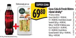 Albert Coca-Cola & Fresh Bistro různé druhy nabídka