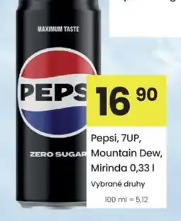 Kubík potraviny Pepsi, 7UP, Mountain Dew, Mirinda nabídka