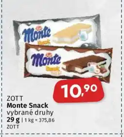 Coop ZOTT Monte Snack nabídka
