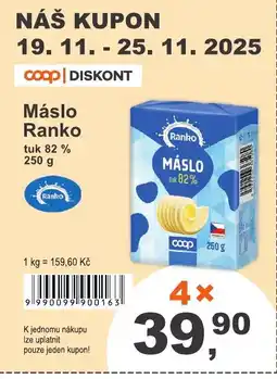 COOP DISKONT Máslo Ranko nabídka