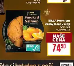 Billa BILLA Premium Uzený losos v oleji 120/75 g nabídka