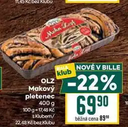 Billa OLZ Makový pletenec 400 g nabídka