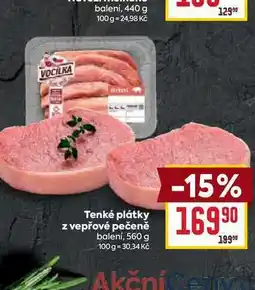 Billa Tenké plátky z vepřové pečeně balení, 560 g nabídka