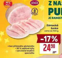 Billa Zámecká šunka cena za 100 g nabídka