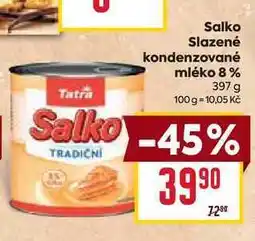 Billa Salko Slazené kondenzované mléko 8% 397 g nabídka