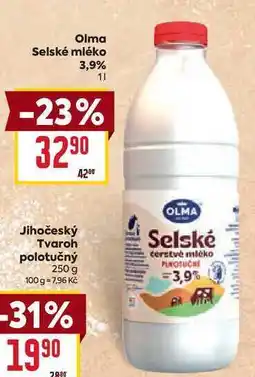 Billa Olma Selské mléko 3,9% 1l nabídka