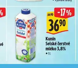 Albert Kunín selské čerstvé mléko nabídka