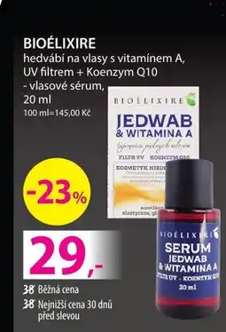 Hebe BIOÉLIXIRE hedvábí na vlasy s vitamínem A, UV filtrem + Koenzym Q10 - vlasové sérum nabídka