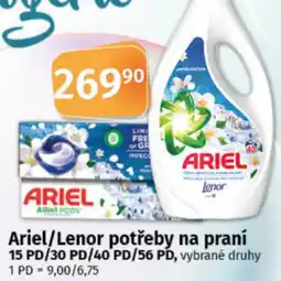 COOP TIP Ariel/Lenor potřeby na praní 15 PD/30 PD/40 PD/56 PD nabídka