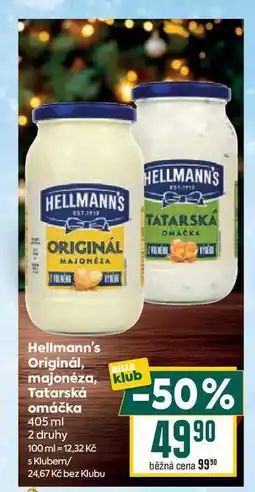 Billa Hellmann's Originál, majonéza, Tatarská omáčka 405 ml nabídka