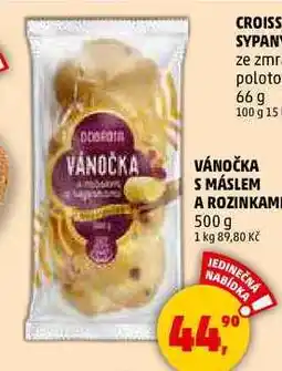 Penny Market VÁNOČKA S MÁSLEM A ROZINKAMI, 500 g nabídka