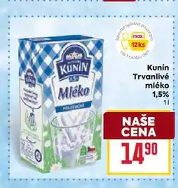 Billa Kunín Trvanlivé mléko 1,5% 1l nabídka
