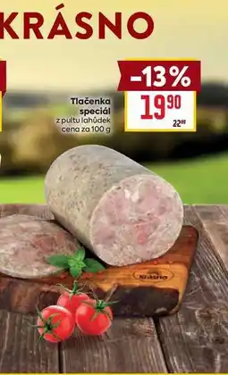 Billa Tlačenka speciál z pultu lahůdek cena za 100 g nabídka
